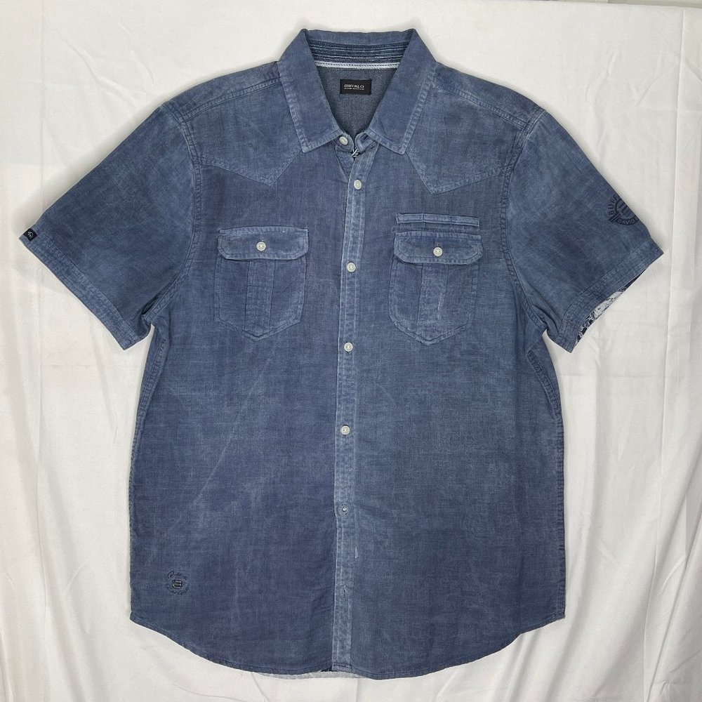Men's Buffalo David Bitton Shirt Size Medium Blue Gauzy Cotton Short Sleeve